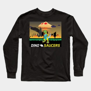 Dinosaur with Flying Saucers Long Sleeve T-Shirt